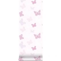 Superfresco Easy - Kinder Vliestapete - Schmetterlinge - Weiss/Rosa - 10mx52cm
