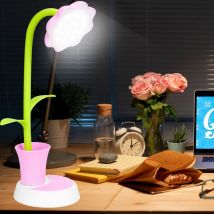 Qiedie - Kids Desk Lamp, led Desk Lamp, Dimmable Touch Sensor Bedside Lamp, Eye-Caring Reading Lamp with Pen Holder (Pink)