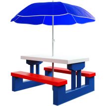 Deuba - Spielwerk Kids Garden Picnic Table and Bench Set uv Protection Sunshade Parasol
