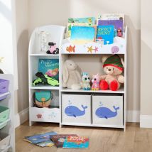 Kids Storage Toy Bookshelf Organiser With Drawer Two Storage Boxes & Shelves