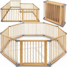 KIDUKU Barrière de sécurité gris Parc bébé XXL 7,2 mètres, pliant, porte inclus, à 8 pièces, forme individuelle selon votre choix