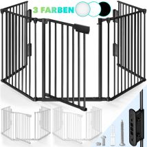 Kiduku - Kaminschutzgitter Baby Schwarz - 420 Cm Länge Absperrgitter Ofenschutzgitter Laufstall Türschutzgitter