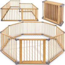KIDUKU Parque de bebé gris 7.2M XXL 8 Piezas Corralito plegable puerta incluida, forma individual