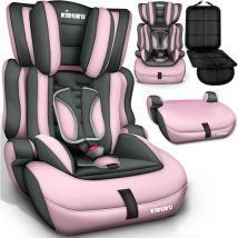 Siège auto pour enfants fixation universelle - Norme ece r 129/03, de 9 kg à 36 kg (Gris / Rose) - Kiduku