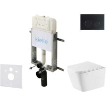Kielle Genesis New - Set Vorwandinstallation, Wc Arkas I, Vortex Rimless+, Softclose-sitz Und Betätigungsplatte Gemini New Ii, Mattschwarz 30528sz78