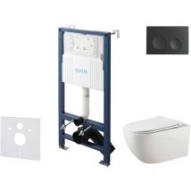 Kielle Genesis New - Set Vorwandinstallation, Wc Gaia, Rimless, Softclose-sitz Und Betätigungsplatte Gemini New I, Mattschwarz 30528ss12