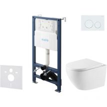 Kielle Genesis New - Set Vorwandinstallation, Wc Oudee, Vortex Rimless+, Softclose-sitz Und Betätigungsplatte Gemini New I, Hochglanz Weiß 30528ss55