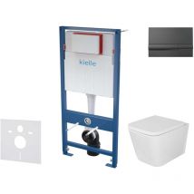 Genesis - Set bâti-support, cuvette Arkas i, abattant softclose et plaque de déclenchement Gemini i, noir mat 30505SS39 - Kielle