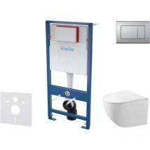 Genesis - Set bâti-support, cuvette compacte Gaia, abattant softclose et plaque de déclenchement Gemini iii, chrome mat 30505SS56 - Kielle