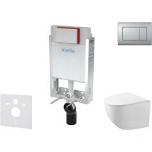 Genesis - Set bâti-support, cuvette compacte Gaia, abattant softclose et plaque de déclenchement Gemini iii, chrome mat 30505SZ56 - Kielle