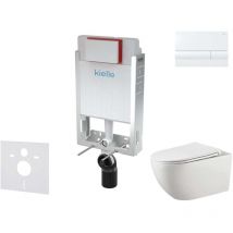 Genesis - Set bâti-support, cuvette Gaia, abattant softclose et plaque de déclenchement Gemini i, blanc brillant 30505SZ52 - Kielle