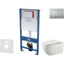 Genesis - Set bâti-support, cuvette Gaia, abattant softclose et plaque de déclenchement Gemini iii, chrome mat 30505SS49 - Kielle
