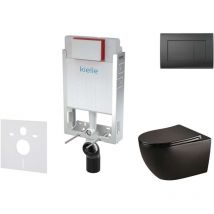 Genesis - Set bâti-support, cuvette Gaia, abattant softclose et plaque de déclenchement Gemini iii, noir mat 30505SZ33 - Kielle