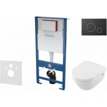 Genesis - Set con modulo di installazione, vaso wc Architectura e copriwater softclose, placca di comando Gemini ii, nero opaco/cromo SANI11AK5101