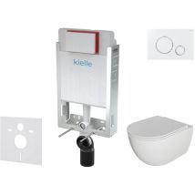 Genesis - Set de bâti-support, cuvette Oudee avec abattant softclose et plaque de déclenchement Gemini ii, blanc/chrome - Kielle