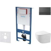 Kielle - Genesis - Set Vorwandelement, Kompatk-WC Gaia mit Softclose-Sitz und Betätigungsplatte Gemini i, schwarz glänzend 30505SS60