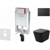 Kielle - Genesis - Set Vorwandelement, wc Arkas i, Softclose-Sitz und Betätigungsplatte Gemini iv, schwarz matt 30505SZ13