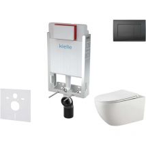 kielle Genesis - Set Vorwandelement, WC Gaia mit Softclose-Sitz und Betätigungsplatte Gemini III, schwarz matt 30505SZ50