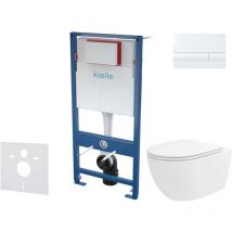 Kielle - Genesis - Set Vorwandelement, wc Oudee Vortex mit Softclose-Sitz und Betätigungsplatte Gemini i, weiß glänzend 30505SS88