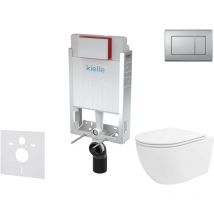 Kielle - Genesis - Set Vorwandelement, wc Oudee Vortex mit Softclose-Sitz und Betätigungsplatte Gemini iii, Chrom matt 30505SZ86