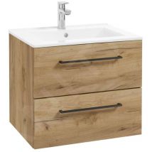 Kielle - Vega - Meuble avec lavabo, 60x50x46 cm, 2 tiroirs, chêne doré 50018S61