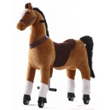 Cheval d’équitation à Roues - Grand - 5 à 9 ans - Jouet à Bascule - Brun