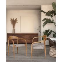 Uniqka - Kima - Chaise en teck massif et corde beige