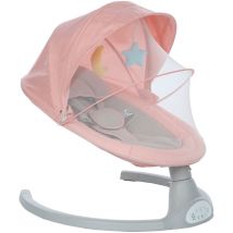 Insma - Kimbosmart Automatische Babywippe mit Moskitonetz Musik Fernbedienung Schaukelstuhl 65 x 65 x 71,5 cm Babymöbel Rosa