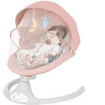 Transat électrique Balancelle bébé Chaise Haute 5 Vitesses bluetooth musique Couleur Rose Jmax