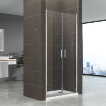 KIMI Porte de douche battante H 190 cm largeur réglable 79 à 82 cm verre 6 mm transparent