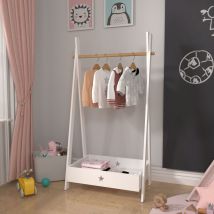 [en.casa] - Kinder-Garderobe Laxe 126x73x43 cm Weiß/Natur