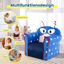 Northix - Kinder sofa kleinkinder polster armlehnenstuhl mit massivem holzrahmen 50 x 40 x 54 cm blau 88306223 88306223 88306223 88306223 88306223