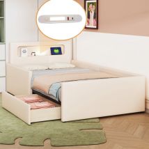 Kinderbett 90x200 Cm Mit Stauraum Und Integrierter Led-beleuchtung