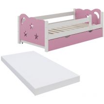 Kinderbett Jessica, Rosa, 70x140 cm mit Schublade, ohne Matratze, Vitalispa