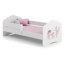Kinderbett mit Matratze & Zaun - Fee & Einhorn - 160x80 cm