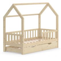 Hausbett Wiki, Braun, 80x160 cm mit Gästebett Vitalispa