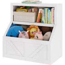 Kinderbücherregal, Bücherregal für Jungen, Mädchen, Kinderzimmer, 2 Regale in der Höhe, 80 x 42 x 81 cm, Weiß