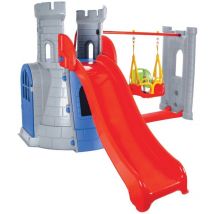 Kinderburg aus Kunststoff mit Rutsche und Schaukel castle slide and swing set