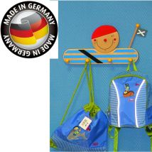 Kindergarderobe aus Holz, Made in Germany, 4 Haken, 40x30cm, Design pirat