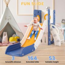 Kinderrutsche mit Basketballkorb & Schaukel,Babyrutsch,Spielbereich drinnen und draußen(blau)
