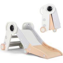 Kinderrutsche Outdoor und Indoor Kinderrutsche Faltbare Spaßrutsche Stabil Sicher Bis 50kg Belastbar Gelb-Grau