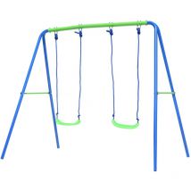 Doppel-Gartenschaukeln für Kinder + 3 Jahren aus Metall Outdoor Toys 220x138x182 cm Belastung bis zu 45 kg