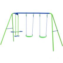Doppel-Gartenschaukeln für Kinder + 3 Jahren aus Metall Outdoor Toys 280x140x180 cm Belastung bis zu 45 kg