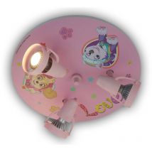 Kinderzimmer Deckenstrahler Ø35cm paw patrol, 3 flammig, schwenkbare Spots, Rosa