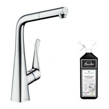 Hansgrohe - Robinet de cuisine avec douchette Metris M71 320 chromé + nettoyant Briochin