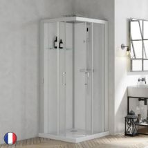 Kinedo - Cabine de douche Brooklyn 90 x 90 Quart de rond porte coulissante Gris