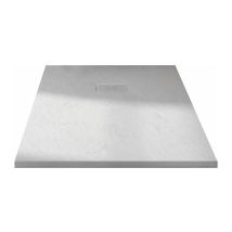 Kinedo – Receveur De Douche À Encastrer 80 X 80 Cm – Extra Plat Blanc Effet Pierre – Bonde Horizontale 24l/min Incluse – Découpable Et Perçable
