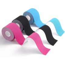 Kinesiologie-tape Für Muskeln, 5 M X 5 Cm, 3 Rollen (1 X Blau, 1 X Rosa, 1 X Schwarz), Wasserfest Und Elastisch, Für Sport