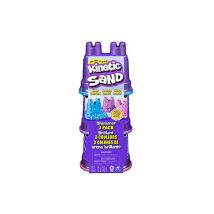 Spinmaster - spin master kinetic sand sable magique - multipack sable paillete 340 g - 3 Packs de Sable à Modeler Pailleté 3 Couleurs Avec Moules