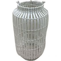 King Home - bambusweisser laterne mit glas 20x54h cm